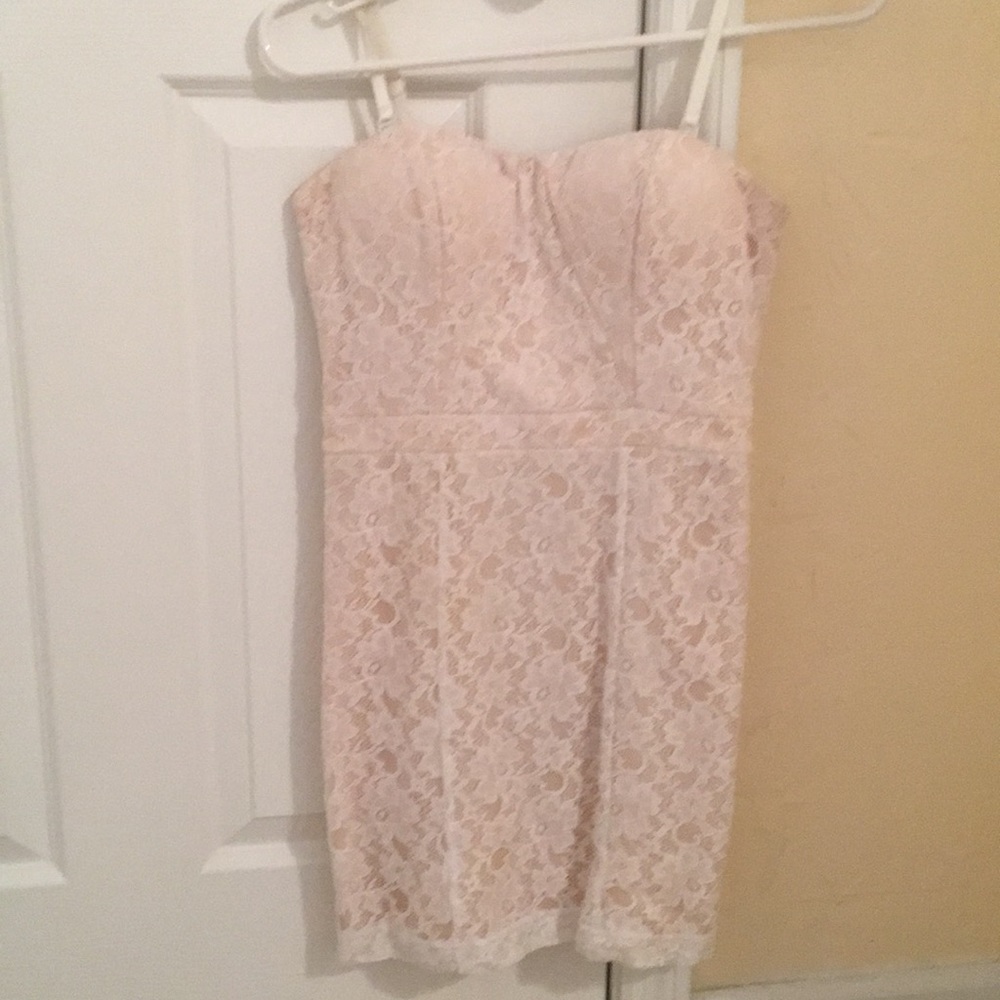 BEBE white lace mini dress